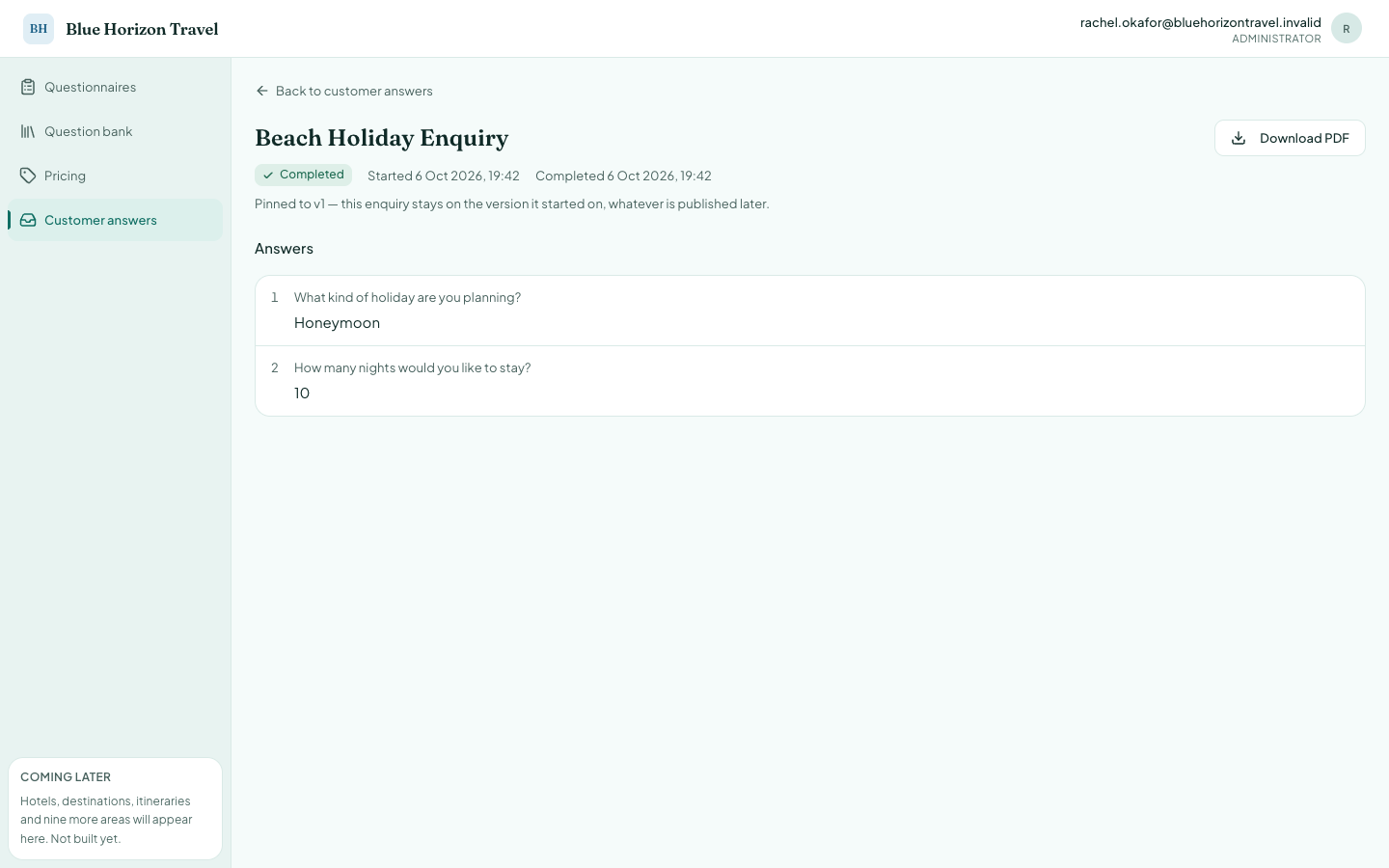 An individual enquiry